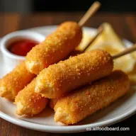 Corn Dogs Coreanos con Papitas Receta F&aacute;cil y Crujiente