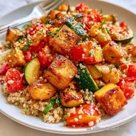 Ensalada de Quinoa con Verduras Asadas y Tofu