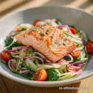 Ensalada Fr&iacute;a de Salm&oacute;n Ahumado: Fresca y Crujiente