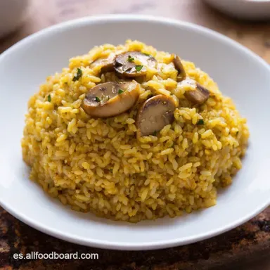 Arroz con Champi&ntilde;ones Cremoso Receta F&aacute;cil y Reconfortante Tarjeta de receta