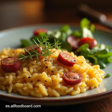Almuerzo R&aacute;pido de Una Olla Arroz Cremoso con Chorizo Receta F&aacute;cil Tarjeta de receta