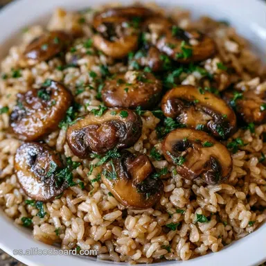 Arroz Integral Champi&ntilde;ones para 4 Personas Tarjeta de receta