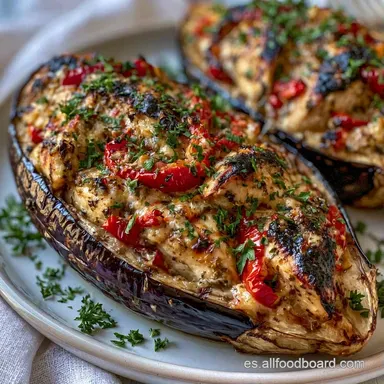 Berenjenas Rellenas de Pollo al Horno Tarjeta de receta