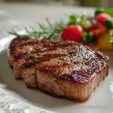 Bistec de Ternera Pan-Seared: Centro Aterciopelado Tarjeta de receta