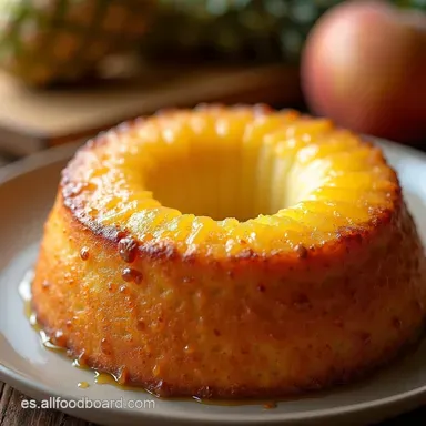 BIZCOCHO DE PIA Invertido Sabor Tropical Casero Tarjeta de receta