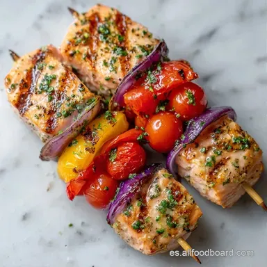 Brochetas De Pescado Para 4 Personas Tarjeta de receta