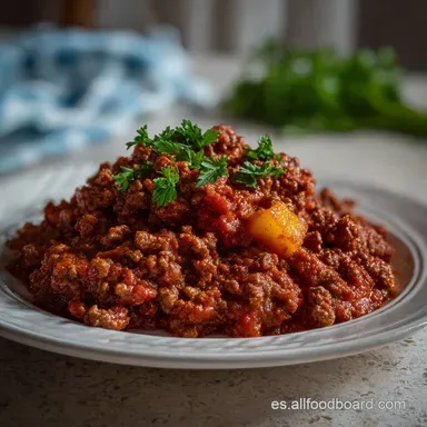 Receta con Carne Picada y Salsa - R&aacute;pido en 60 Minutos Tarjeta de receta