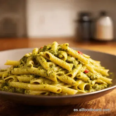 Casarecce Pesto Pasta con Argui&ntilde;ano Sabor Italiano F&aacute;cil Tarjeta de receta