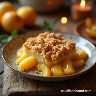 Crumble R&uacute;stico de Melocotones Especiados F&aacute;cil y R&aacute;pido Tarjeta de receta