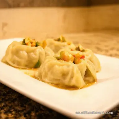 Dumplings Rosa Rellenos de Verduras Un fest&iacute;n floral Tarjeta de receta