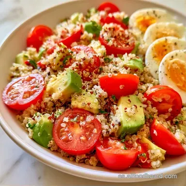 Ensalada de Quinoa y Huevo con Aguacate Tarjeta de receta