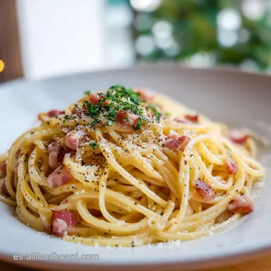 Espaguetis Carbonara: Receta Italiana Tradicional en 15 Minutos Tarjeta de receta