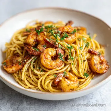 Espaguetis con Gambas F&aacute;ciles en 20 Minutos Tarjeta de receta