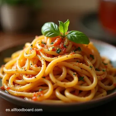 Fideos Cremosos en una Cacerola Cena R&aacute;pida y Sin Fregar Tarjeta de receta