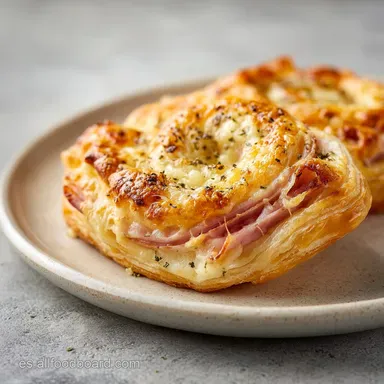 Hojaldre de Jam&oacute;n y Queso en 30 Minutos Tarjeta de receta