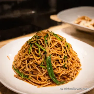 Japchae Mi Secreto para Fideos Coreanos Perfectos Tarjeta de receta