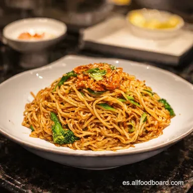 Japchae Fiesta de Fideos Coreanos en tu Mesa Tarjeta de receta