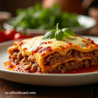La Mejor Lasa&ntilde;a de Carne Molida con Salsa Blanca Casera Tarjeta de receta