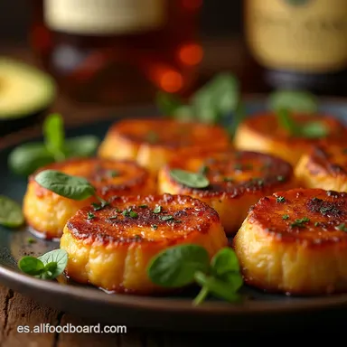 Medallones de Pl&aacute;tano Maduro Caramelizados al Ron Receta F&aacute;cil Tarjeta de receta