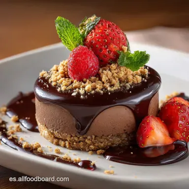 Postre de Chocolate: Mousse Intenso y Elegante con Crumble Crujiente Tarjeta de receta