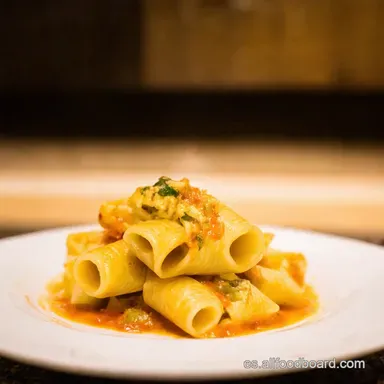 Paccheri a la Sorrentina Un Cl&aacute;sico Italiano Relleno Tarjeta de receta