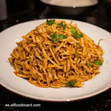 Pad Thai Casero Delicioso Receta F&aacute;cil al Estilo Tailand&eacute;s Tarjeta de receta