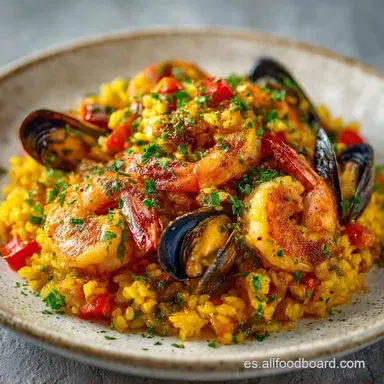 Paella De Mariscos Para 4 Personas Tarjeta de receta