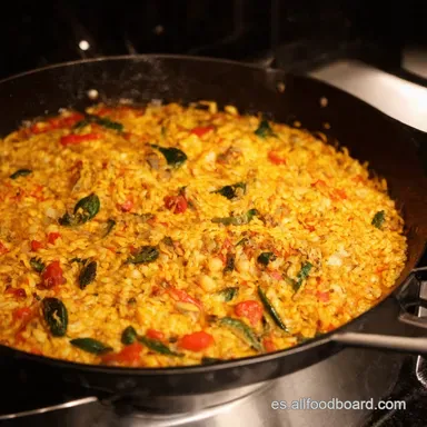Paella de Verduras Mi Secreto Mediterr&aacute;neo Revelado Tarjeta de receta