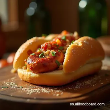 Bocadillo de Pan con Salchicha F&aacute;cil y Crujiente Tarjeta de receta