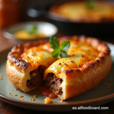 Pan Relleno Casero de Carne Especiada y Queso Fundido Tarjeta de receta