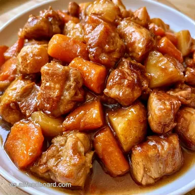 Patatas Con Pollo Guisadas Cremosas Tarjeta de receta