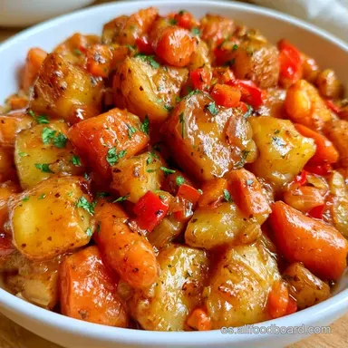 Patatas Guisadas Con Verduras para 4 Tarjeta de receta