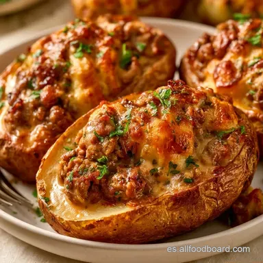 Patatas Rellenas Al Horno con Carne Tarjeta de receta