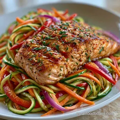 Pescado Azul Con Verduras en 20 Minutos Tarjeta de receta