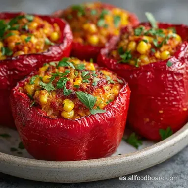 Pimientos Rellenos de Arroz con At&uacute;n Tarjeta de receta