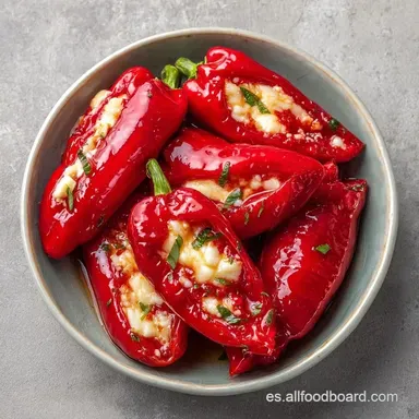 Pimientos Rellenos Bacalao: Cremosos Tarjeta de receta