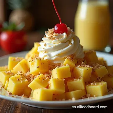 Postre de Pia Solo 2 Ingredientes Pi&ntilde;a Colada Express Tarjeta de receta