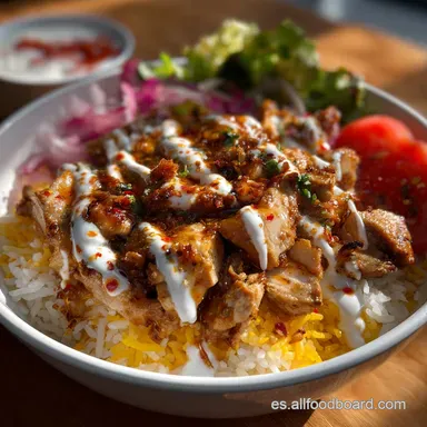 Pollo con Arroz Estilo Carrito Halal: La Receta Callejera de NY Tarjeta de receta