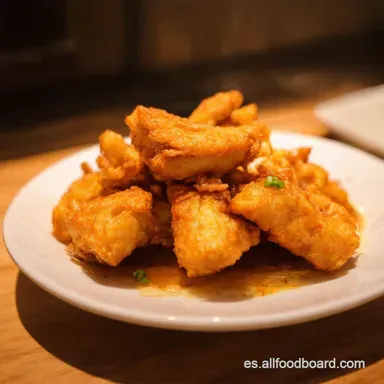 Pollo Frito Coreano Crujiente Receta Dakgangjeong de Feria Tarjeta de receta