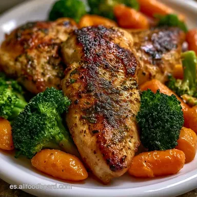 Pollo y Verduras Saludables Al Horno Tarjeta de receta