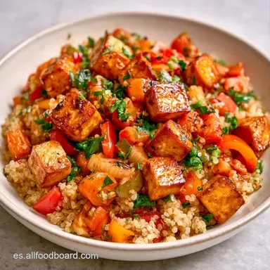 Quinoa Con Tofu Para 4 Personas Tarjeta de receta