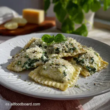 Ravioles de Ricotta y Espinaca: Relleno Cremoso Tarjeta de receta