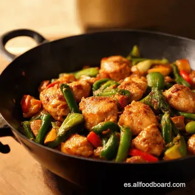 Salteado F&aacute;cil Pollo y Verduras al Wok en 30 Minutos Tarjeta de receta