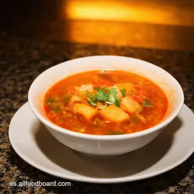 Sopa Agridulce Picante Casera Estilo Chino Facil&iacute;simo Tarjeta de receta