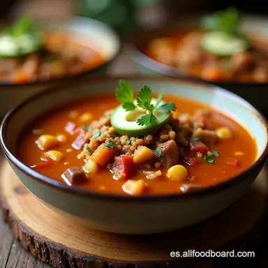 Haz que la carne molida rinda Sopa Azteca Rendimiento Tarjeta de receta