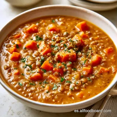 Sopa Quinoa y Lentejas para 4 Personas Tarjeta de receta