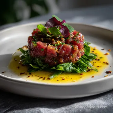 Tartar de Atun: At&uacute;n Sedoso y Aguacate Cremoso Tarjeta de receta