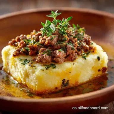 Yuca Cremosa con Carne Molida: Pur&eacute; Sedoso y Guiso a la Criolla Tarjeta de receta
