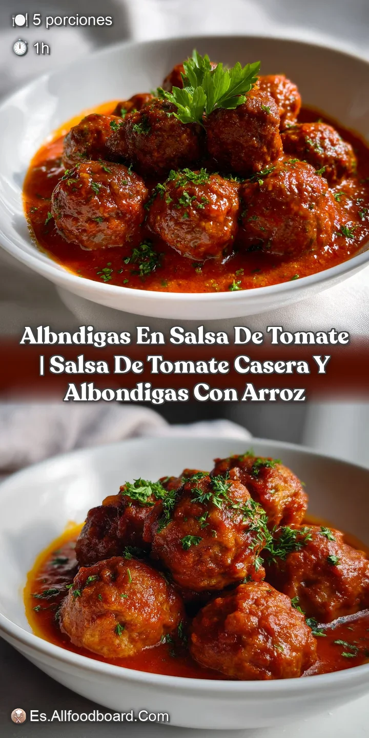 Albndigas en salsa de tomate | Salsa De Tomate Casera y Albondigas Con Arroz