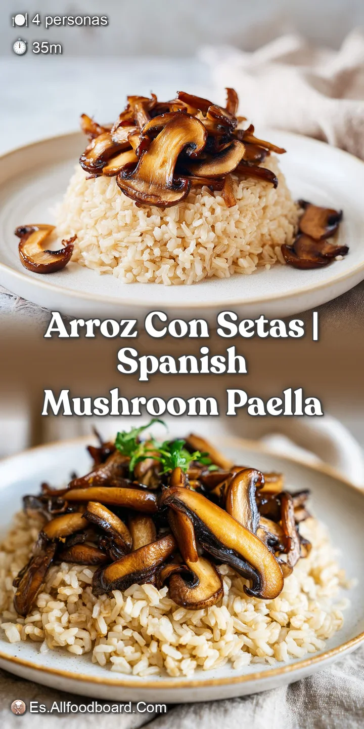 Primer plano de arroz meloso con trozos de setas jugosas, textura brillante y vapor ligero que emana del plato caliente.